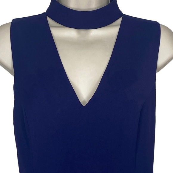 Design Lab Women’s 1 Piece Shorts Jumpsuit Romper L Navy Blue Sleeveless V-Neck - Picture 3 of 14